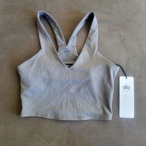 Alo Yoga Womens Gray Real Bra Low-Impact Unpadded Bra Tank Top Sz M